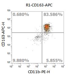 Anti-Human CD163, APC（Clone:R20）流式抗体 检测试剂 - 结果示例图片